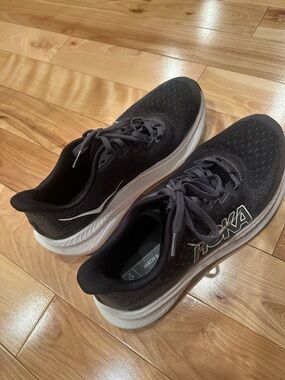 Hoka Black and White Cushioned Running Sneakers